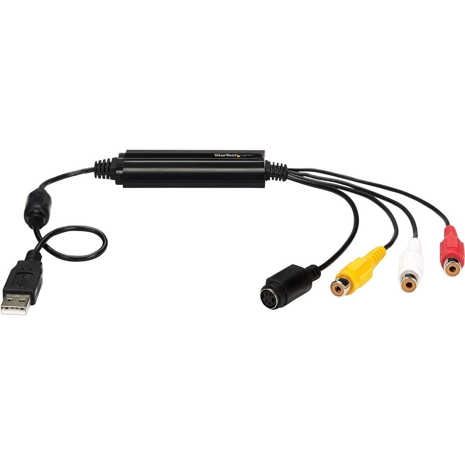 StarTech.com USB Video Capture Adapter Cable - S-Video/Composite to USB 2.0 SD Video Capture Device Cable - Twain Support - Analog to Digital Converter for Media Storage - Windows Only (SVID2USB232)