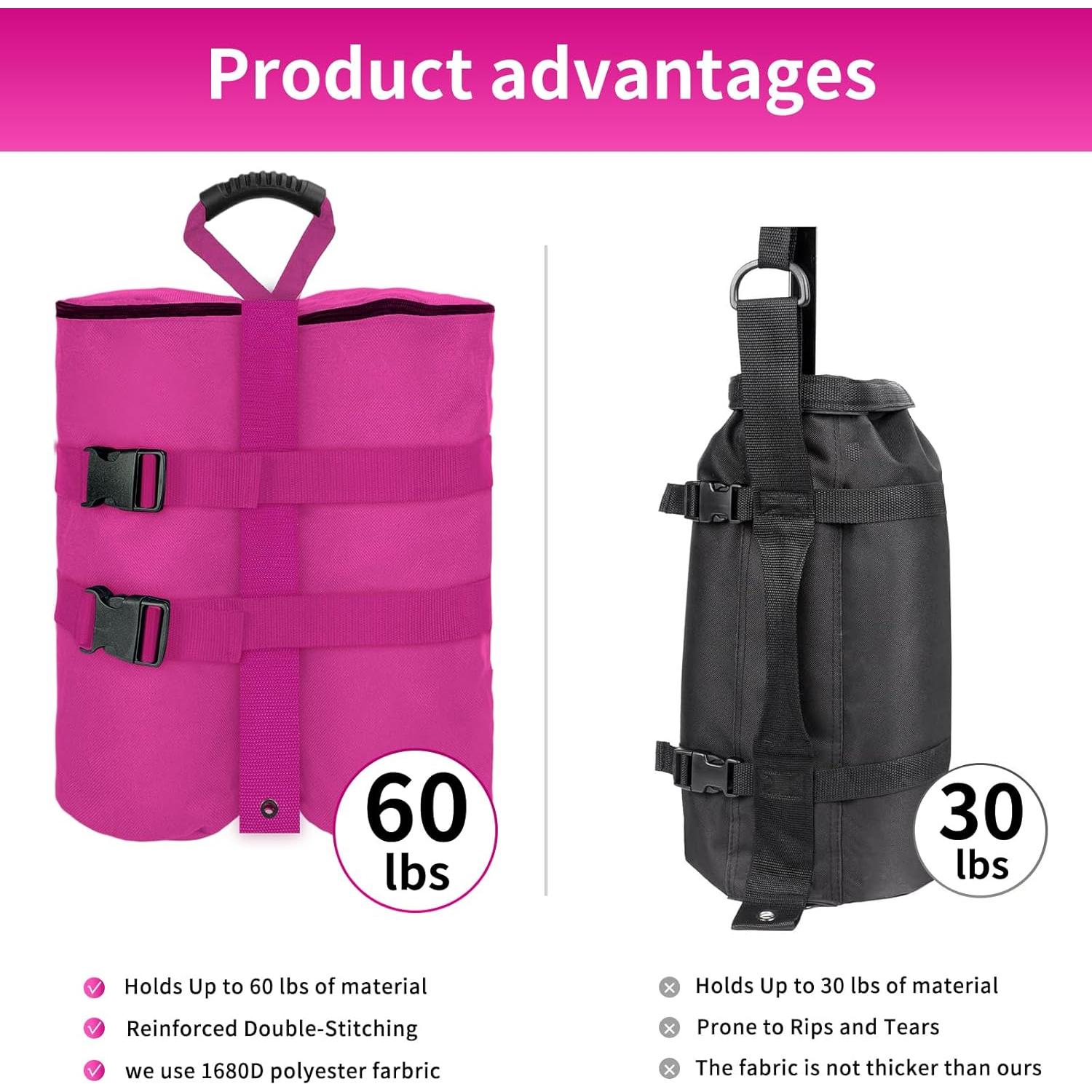 Canopy Weight Bags Set of 4, 1680D Heavy Duty Leg Canopy Weights Sand Bags for Pop up Canopy Tent,Instant Outdoor Sun Shelter Canopy,Patio Umbrella