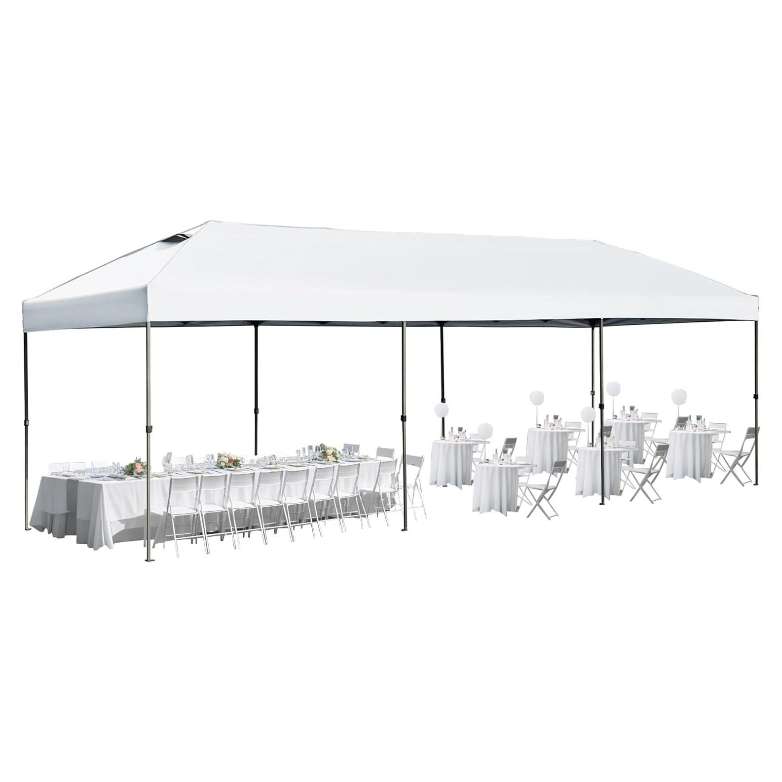 Merax 10x30 Pop Up Canopy with Sidewalls, Easy Set-up Commercial Outdoor Party Tent, Heavy Duty Event Tnets for Wedding, Birthday Parties, Backyard, Patio, White