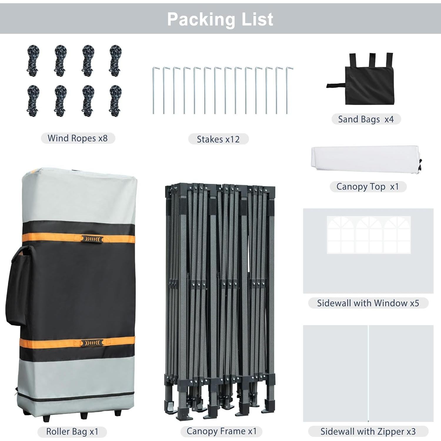 Merax 10x30 Pop Up Canopy with Sidewalls, Easy Set-up Commercial Outdoor Party Tent, Heavy Duty Event Tnets for Wedding, Birthday Parties, Backyard, Patio, White