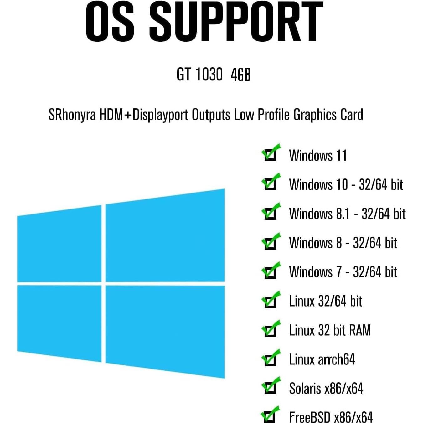 Tarjeta Gráfica SRhonyra GT 1030 4GB HDMI Bajo Perfil