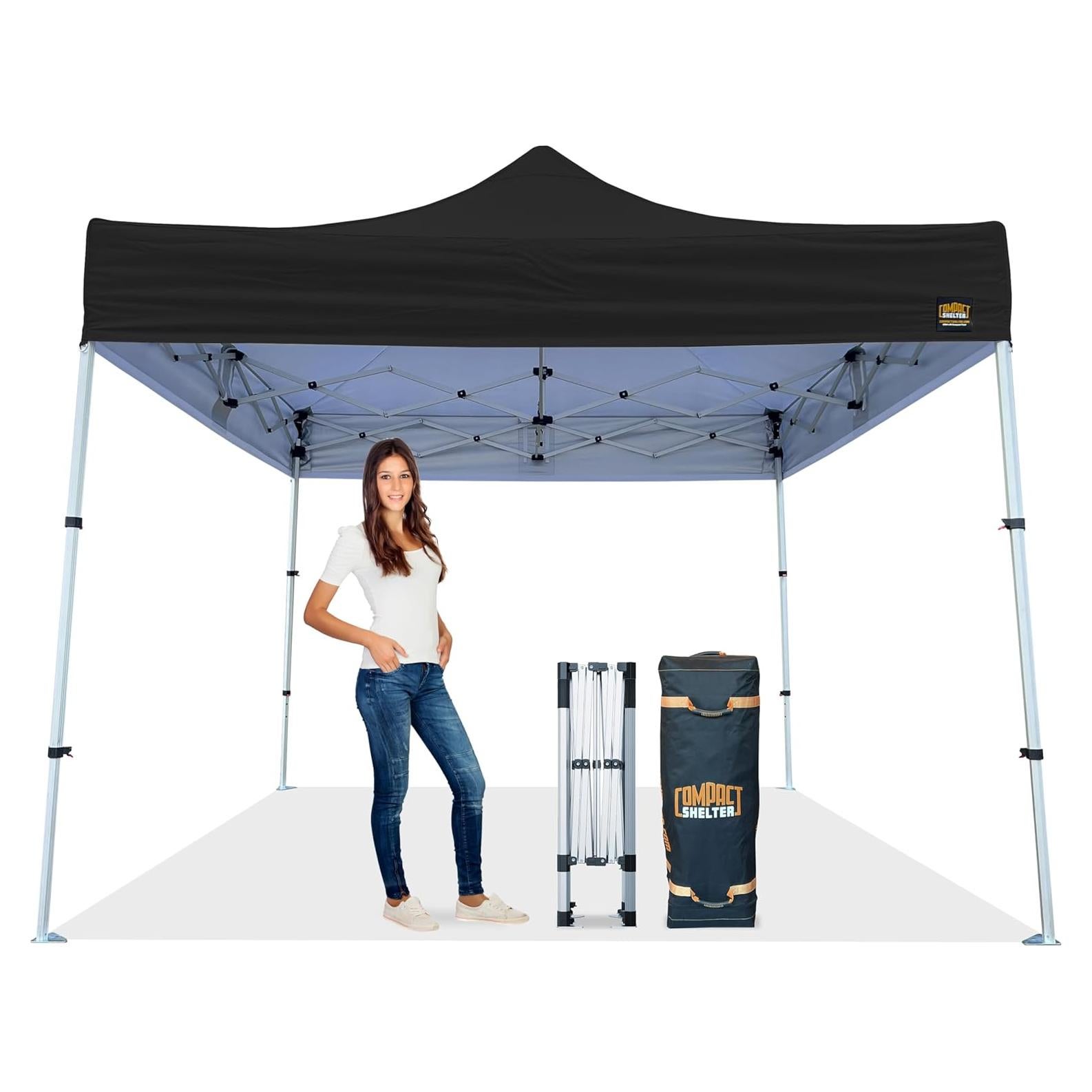 Carpa Plegable Compact Shelter 10x10m Negra - Alta Resistencia
