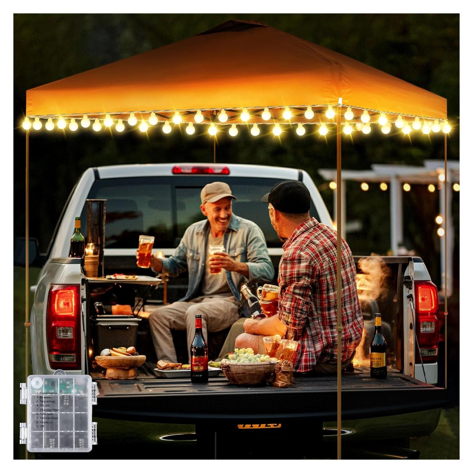 Luces de Carpa LED Hohean 12m 80 LEDs Batería 8 Modos