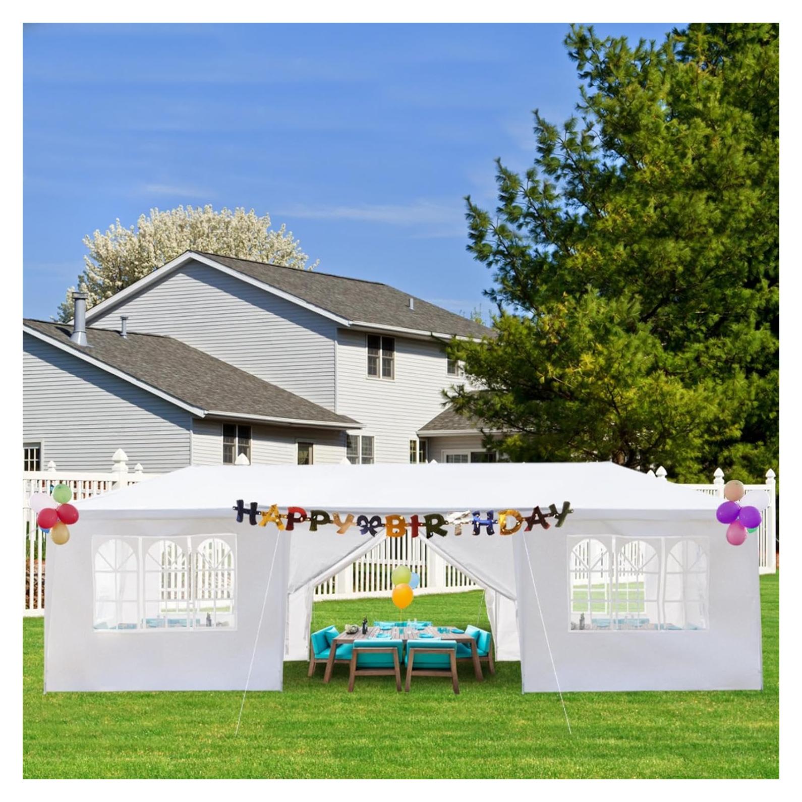 Carpa Plegable JOINATRE 9.14x3.05m Impermeable Blanca 8 Lados