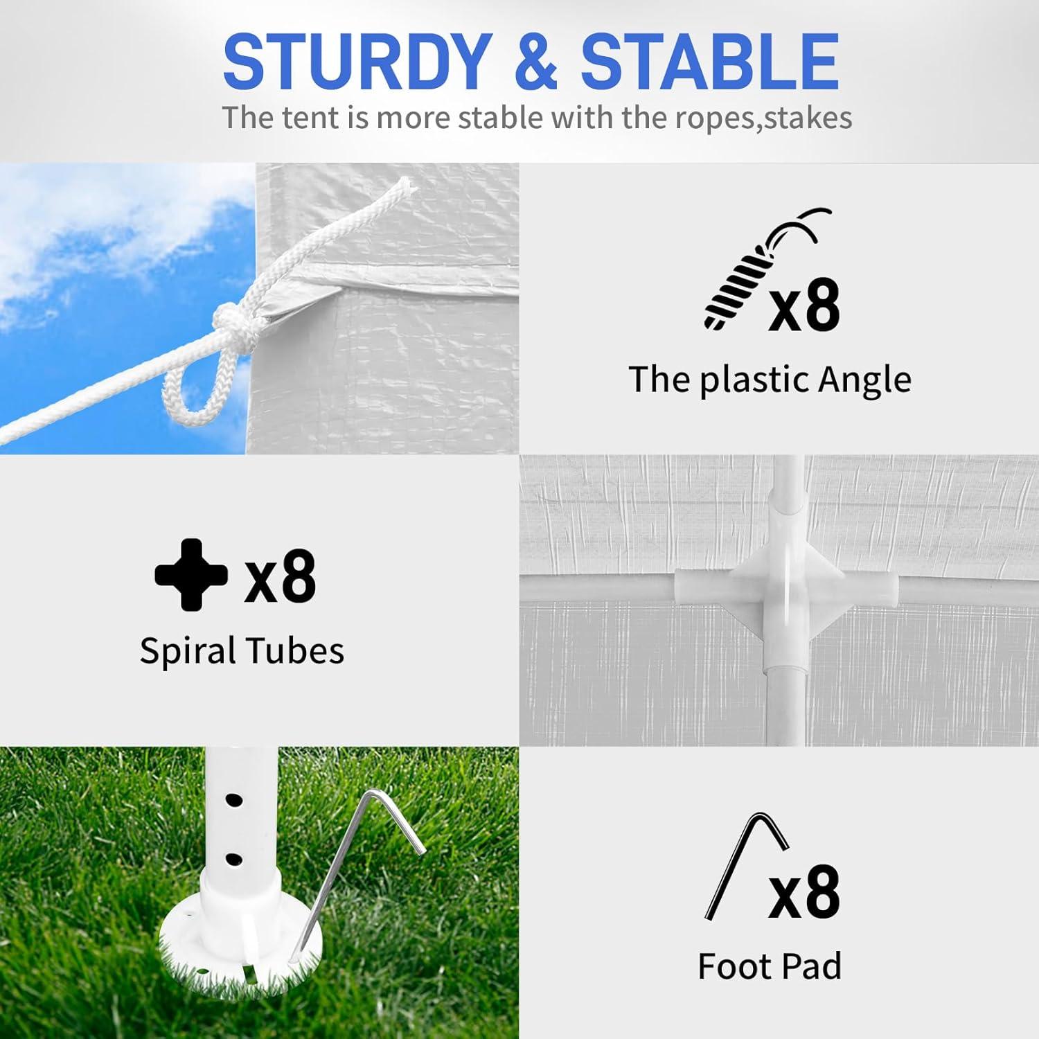 Carpa Plegable JOINATRE 9.14x3.05m Impermeable Blanca 8 Lados