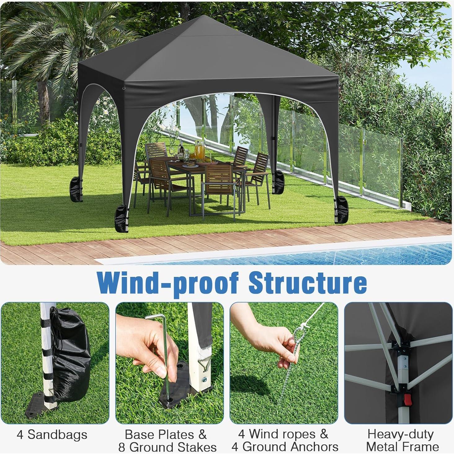 Carpa Pop Up Tangkula 3x3m con 4 Paredes Laterales y UPF50+