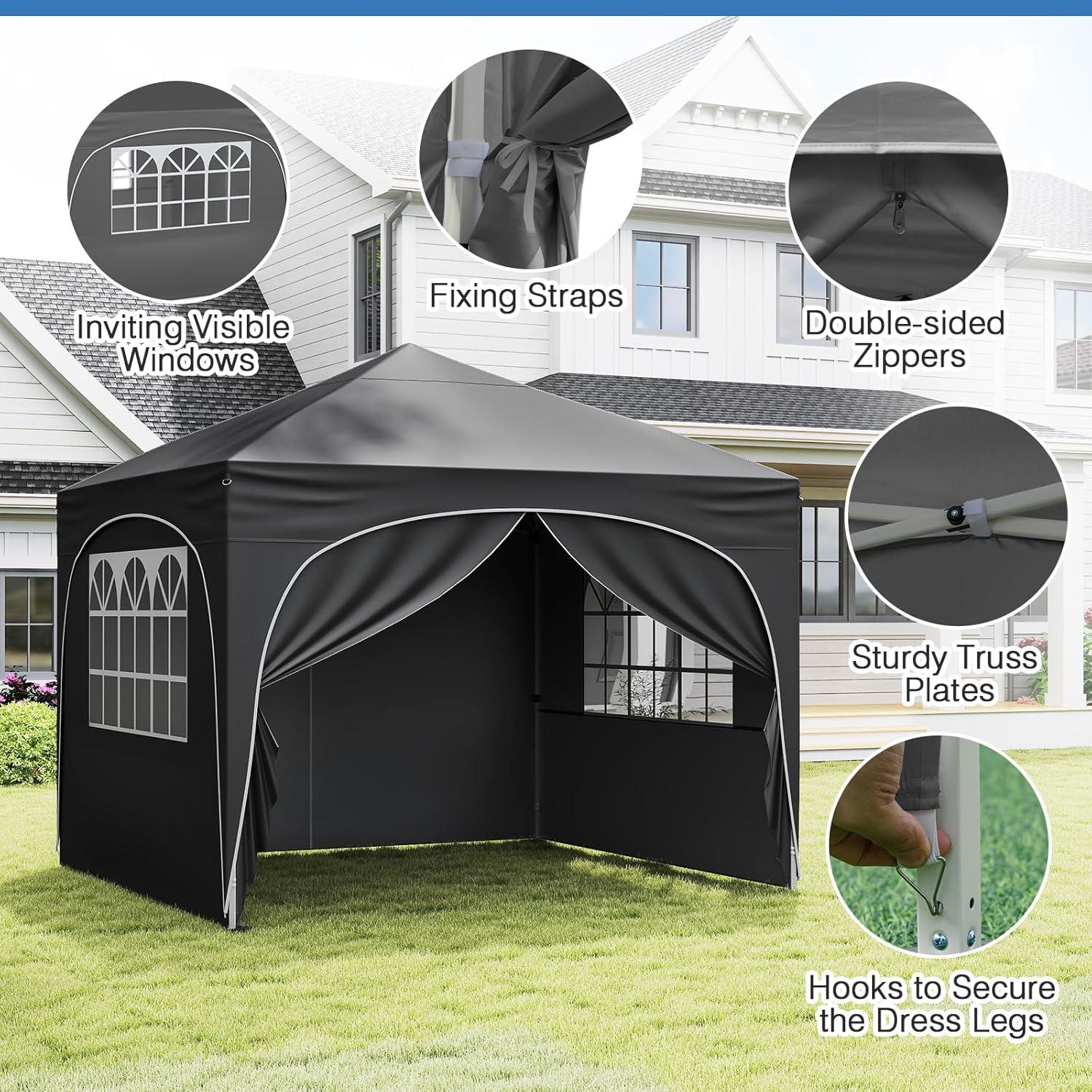 Carpa Pop Up Tangkula 3x3m con 4 Paredes Laterales y UPF50+