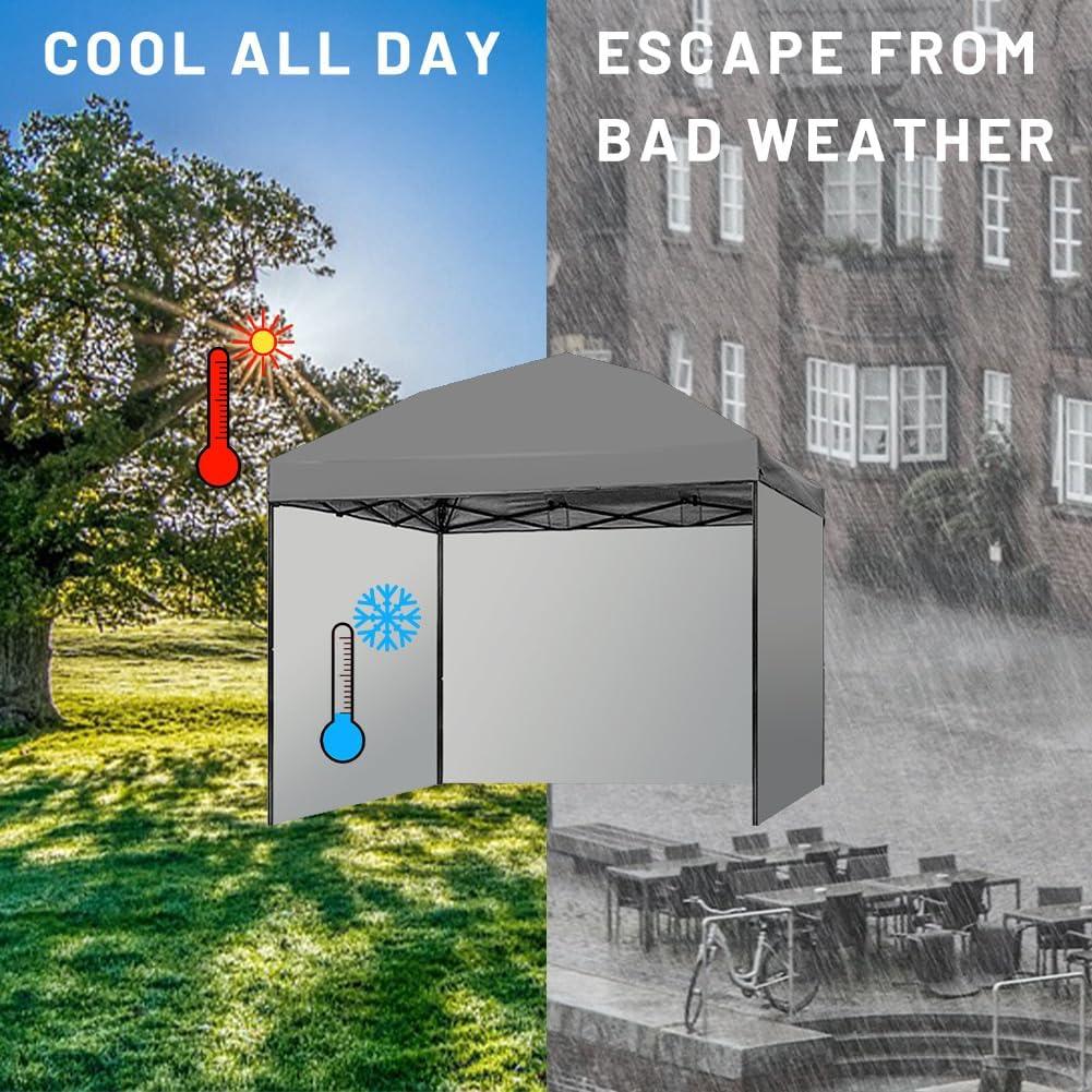 Pop up 10x10 Canopy Tent SideWall UPF50+ Waterproof, Grey, 10x10ft