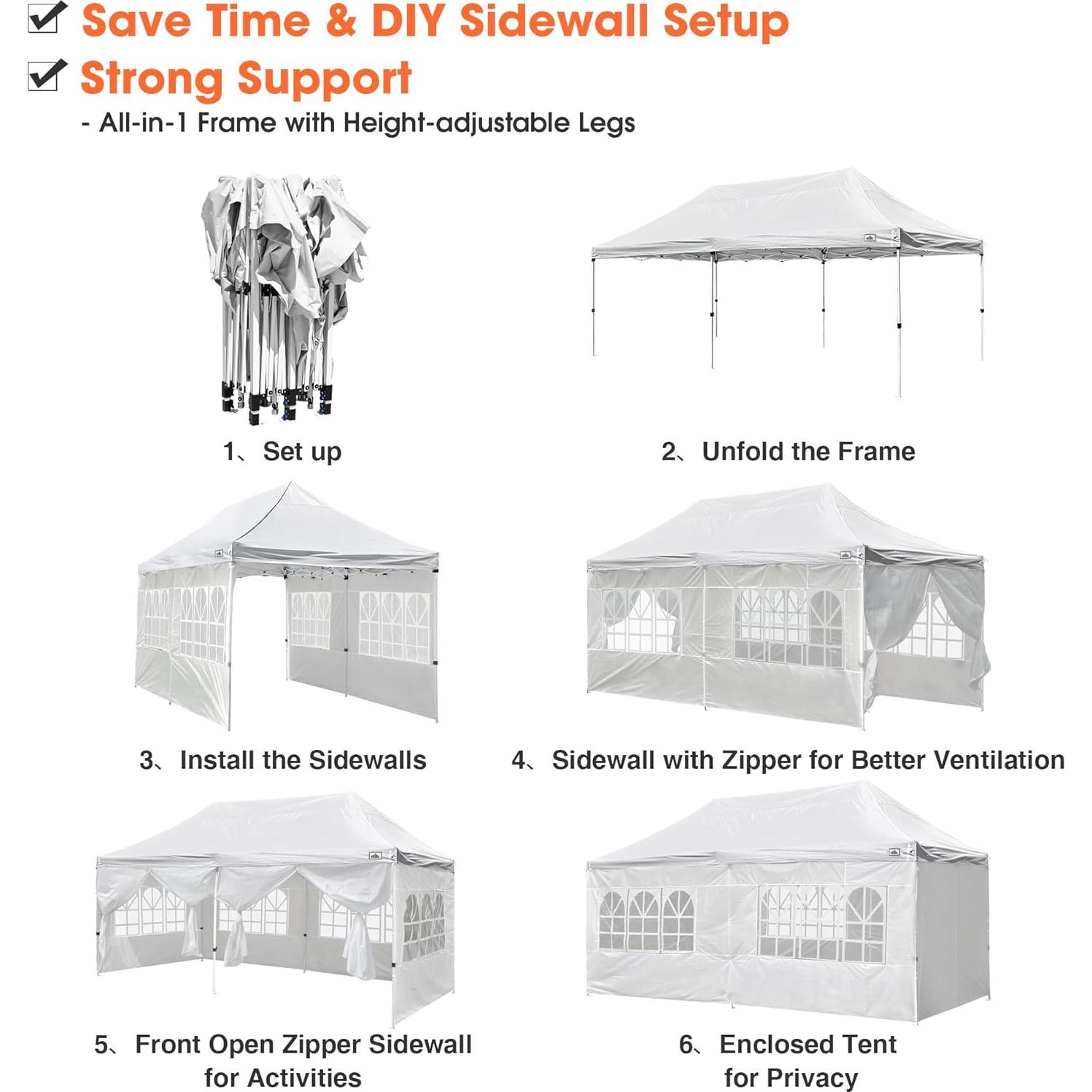 10X20 Tents for Parties Pop Up Canopy with Sidewalls Wedding Tent for Outdoor Backyard Party Heavy Duty Ez Up Canopy Walls with Windows Waterproof