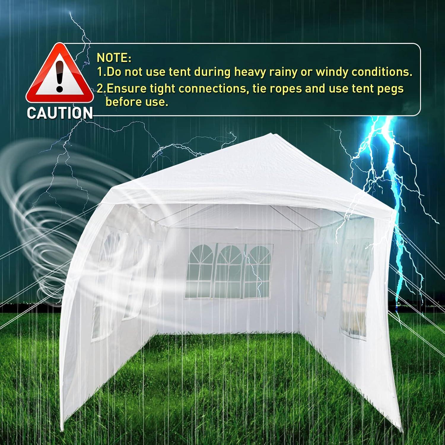 10'x30' Party Tent, Outdoor Tents for Parties, Wedding, Large Canopy Tents with 7 Sidewalls, Outside Event Tent with Transparent Windows for Birthday, Garden, Backyard (White)
