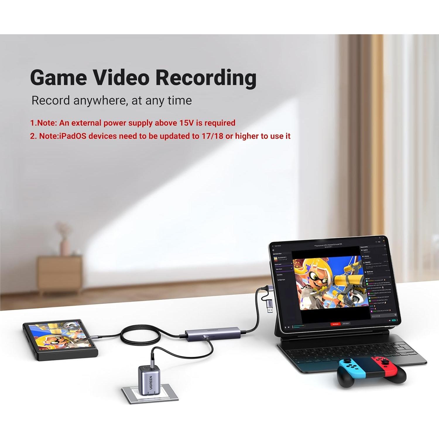 Tarjeta de Captura UGREEN 2K@30Hz USB-C a USB-A/C 100W