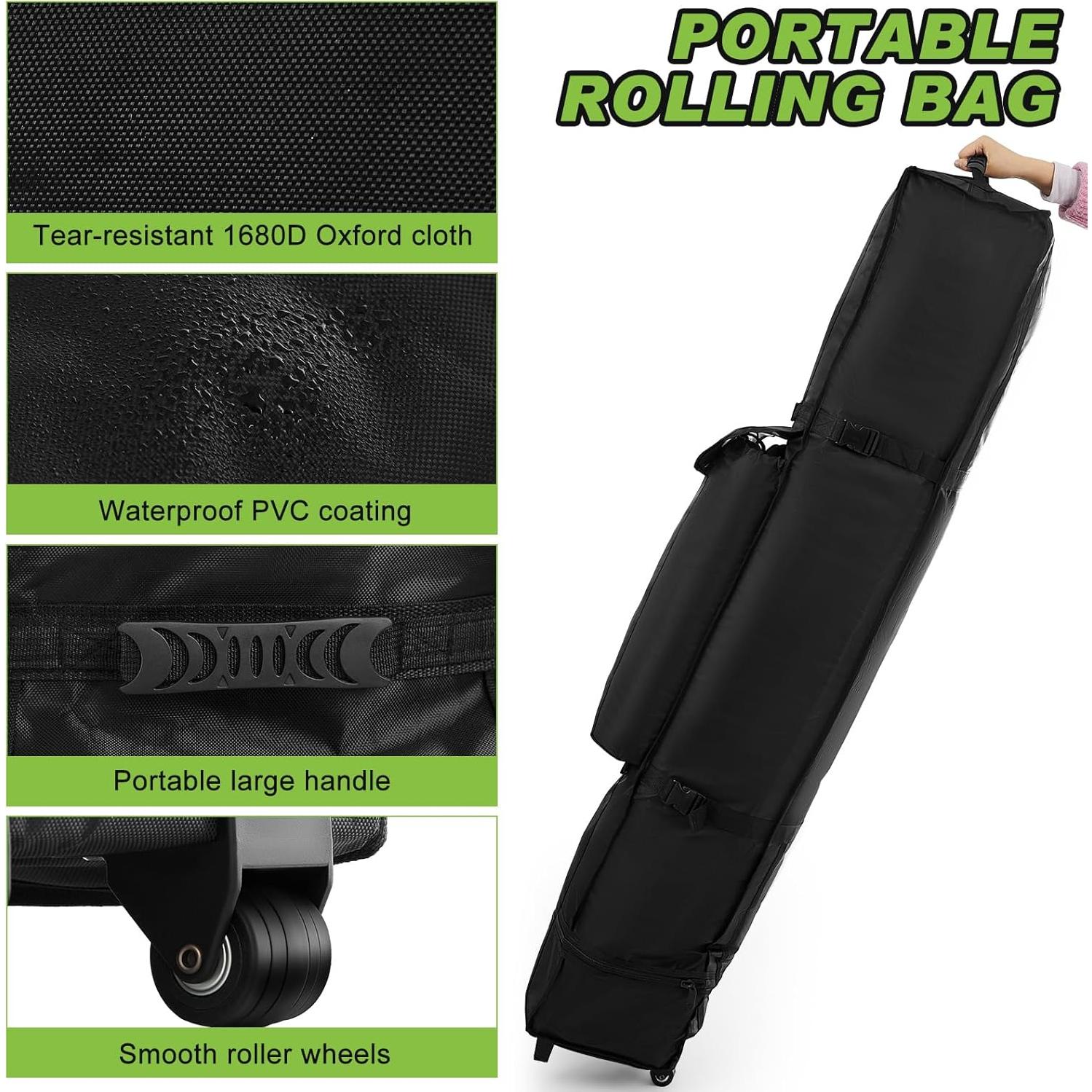 Bolsa de Carpa Plegable con Ruedas Dansydaisy 35x25x160 cm