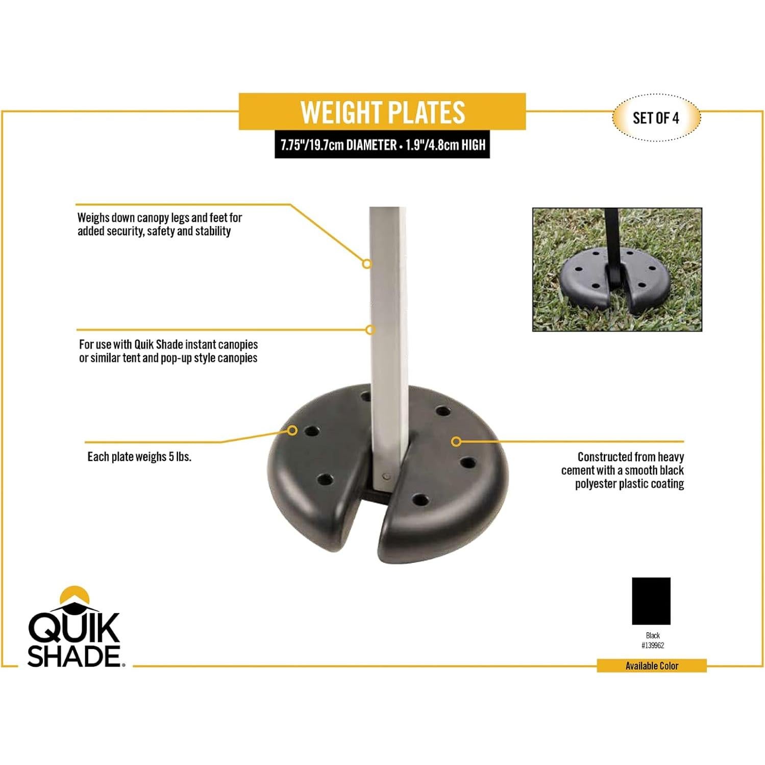 Conjunto de 4 Placas de Peso Quik Shade para Toldos 2.27 kg