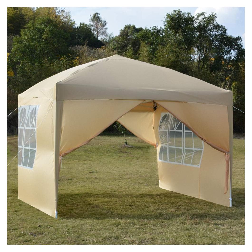 3 x 3m Canopy, Outdoor Party Tent, Patio Canopy Tent Gazebo Event Tent, Portable Instant Canopy Tent for Outdoor Events, Party, Wedding 10x10ft Easy Set up (Khaki)