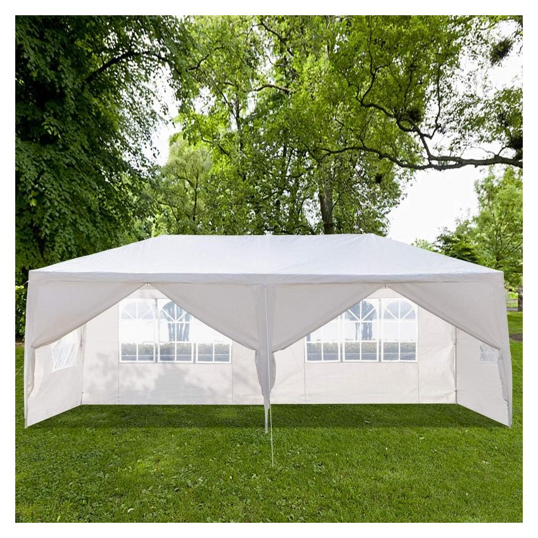20 x 10 x 8.5ft Outdoor Patio Canopy, Heavy Duty Gazebos, Sunshades Shelter Waterproof Commercial Tent for Events, Wedding, Party with 5 Removable Sidewalls (10 x 20 x 8.5 ft, White 6 Sides Wall)