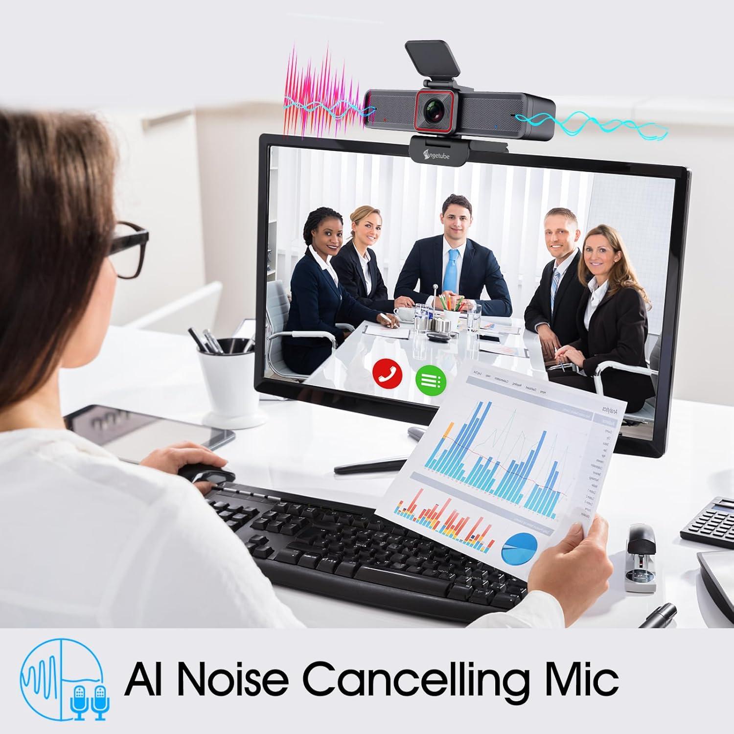 Cámara Web 4K Angetube 913 con Seguimiento AI y Zoom 10X