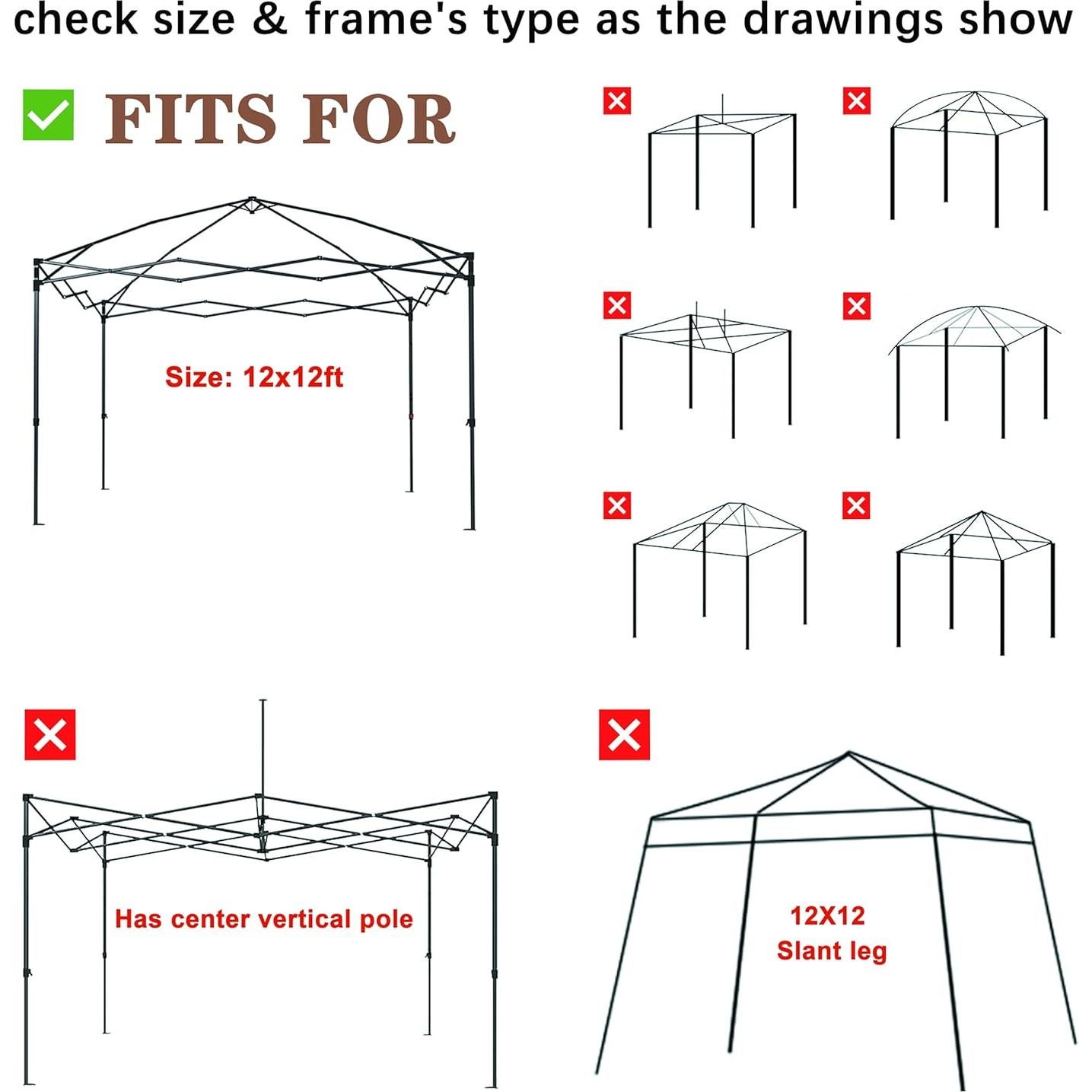 SCOCANOPY Replacement Top with Air Vent for 12x12 Canopy Frame, Canopy Cover ONLY, (Black)