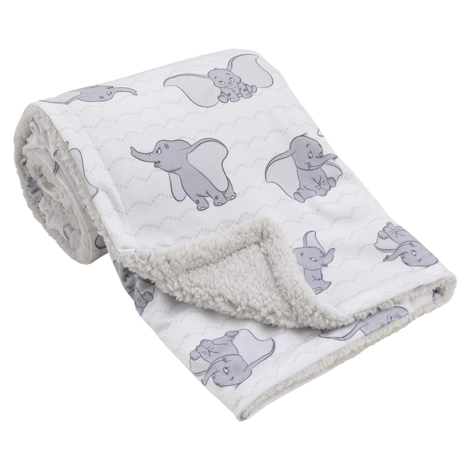Manta para bebé Disney Dumbo blanca y gris Sherpa 76x102cm