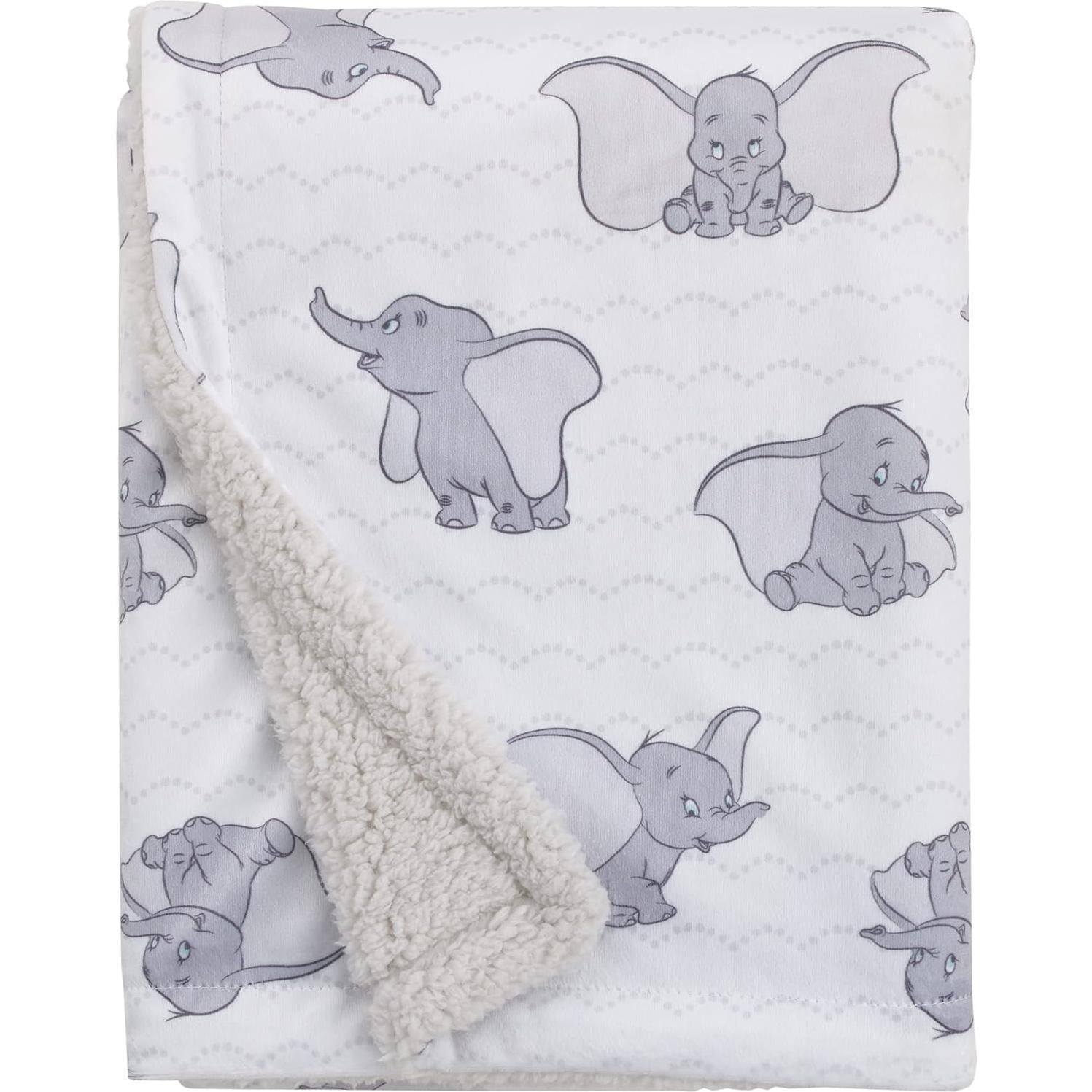 Manta para bebé Disney Dumbo blanca y gris Sherpa 76x102cm