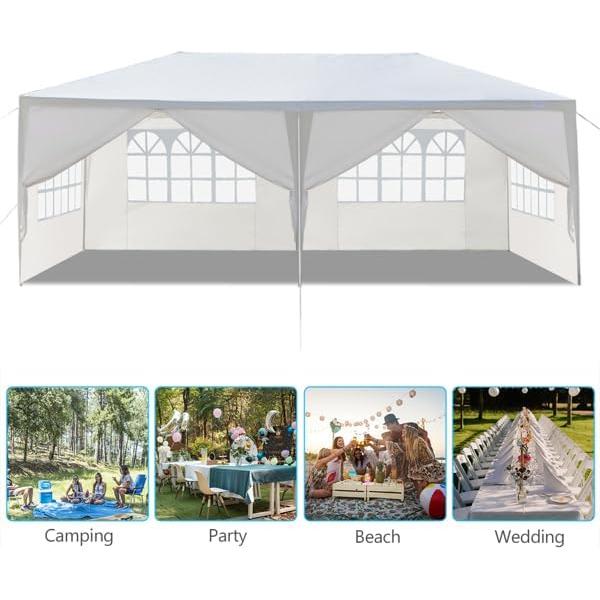10'x20' Outdoor Canopy Party Wedding Tent Garden Gazebo, Outdoor Party Tent, Patio Canopy Tent Gazebo Event Tent for Wedding, Commercial Outdoor Canopy Wedding Party Tents Removable sidewalls