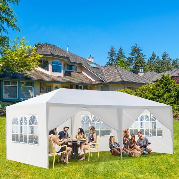 10'x20' Outdoor Canopy Party Wedding Tent Garden Gazebo, Outdoor Party Tent, Patio Canopy Tent Gazebo Event Tent for Wedding, Commercial Outdoor Canopy Wedding Party Tents Removable sidewalls