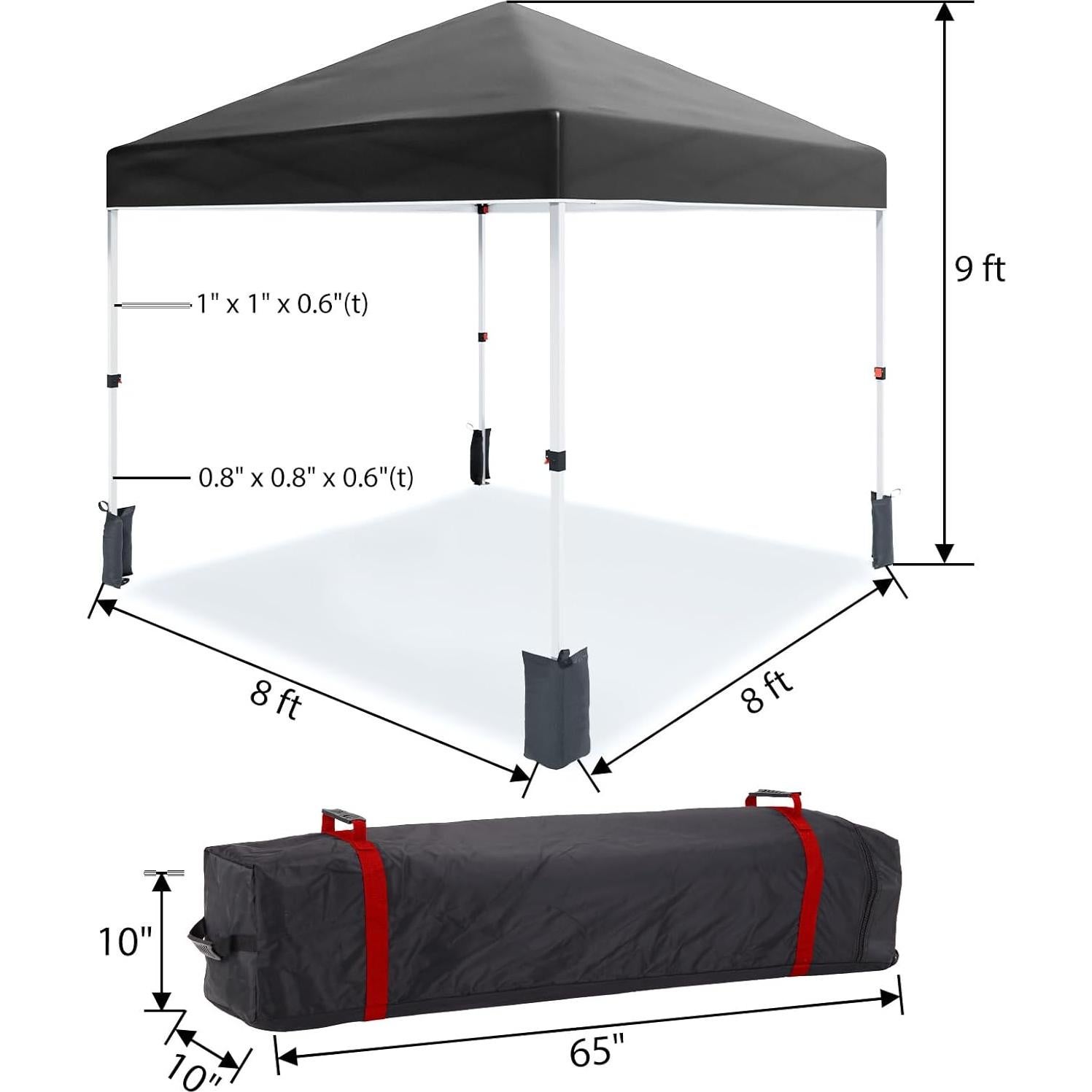 Carpa Pop Up 8x8 Hipicute Negra, Resistente al Agua, Ajustable