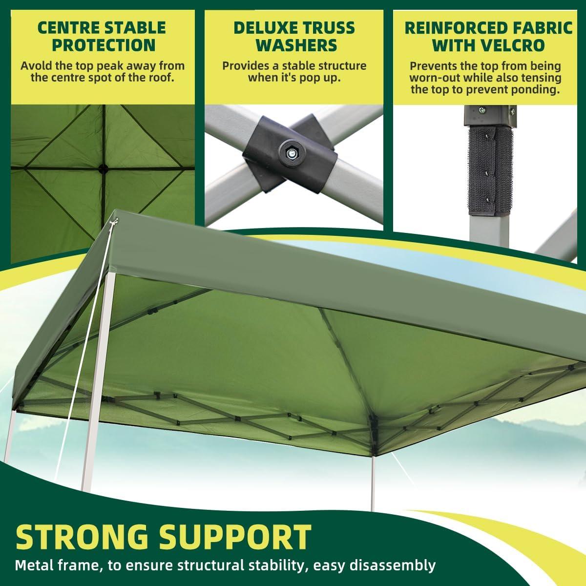 Carpa Plegable SAILARY 3x3m Impermeable Verde con Bolsa