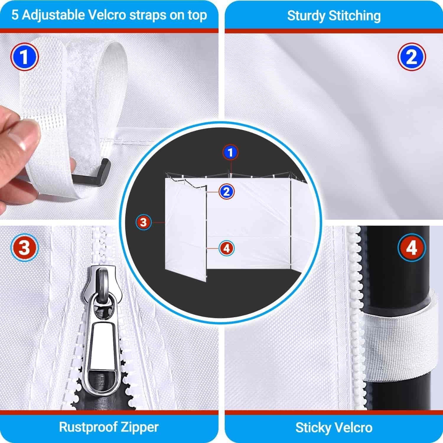 Paredes Laterales Carpa Plegable CLAETF 3 Unidades 10x10 Blanco