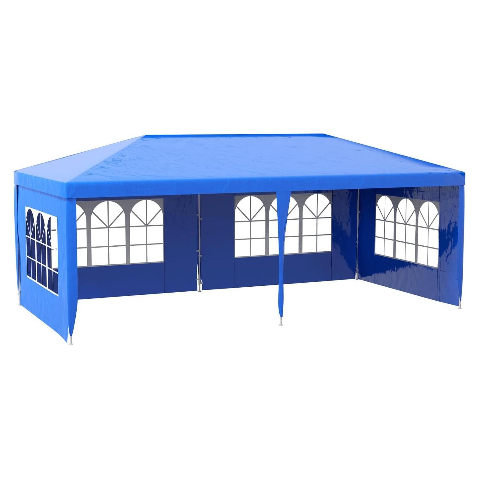 9.6' X 19' Large Outdoor Event Tent, Gazebo Canopy with 4 Removable Sidewalls for Weddings, Picnics, Blue