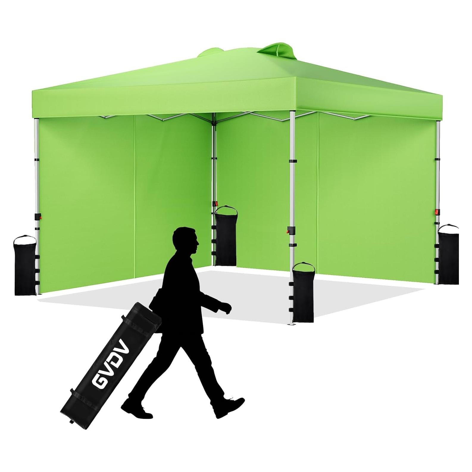 Carpa Plegable GVDV 3x3m con 2 Paredes Laterales Verde
