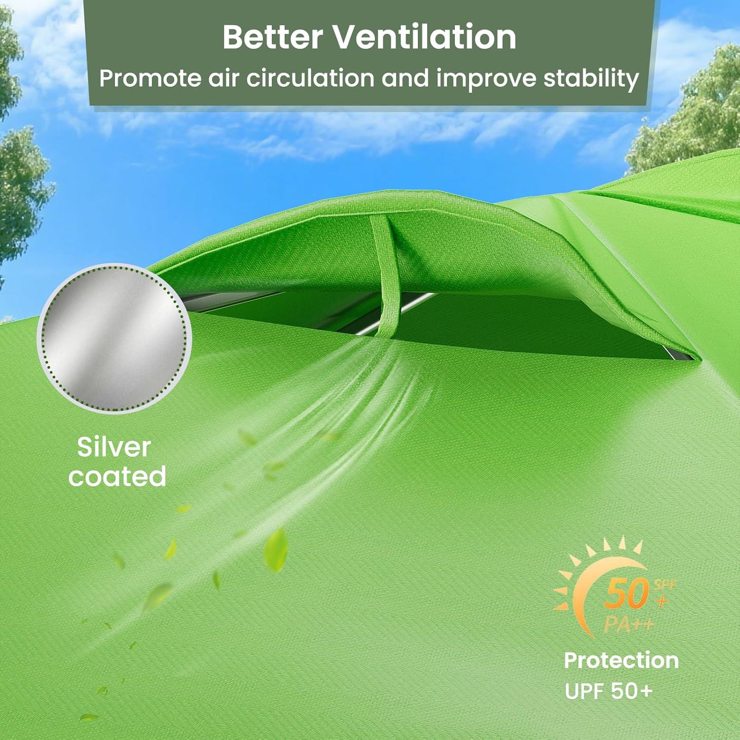 Carpa Plegable GVDV 3x3m con 2 Paredes Laterales Verde