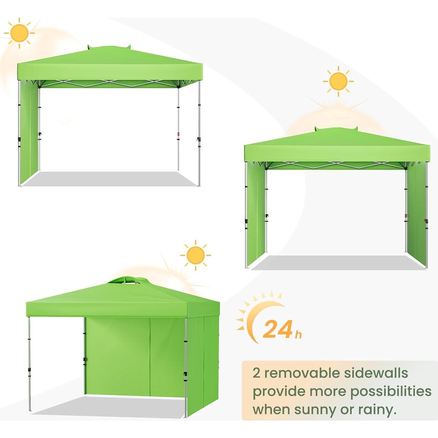Carpa Plegable GVDV 3x3m con 2 Paredes Laterales Verde