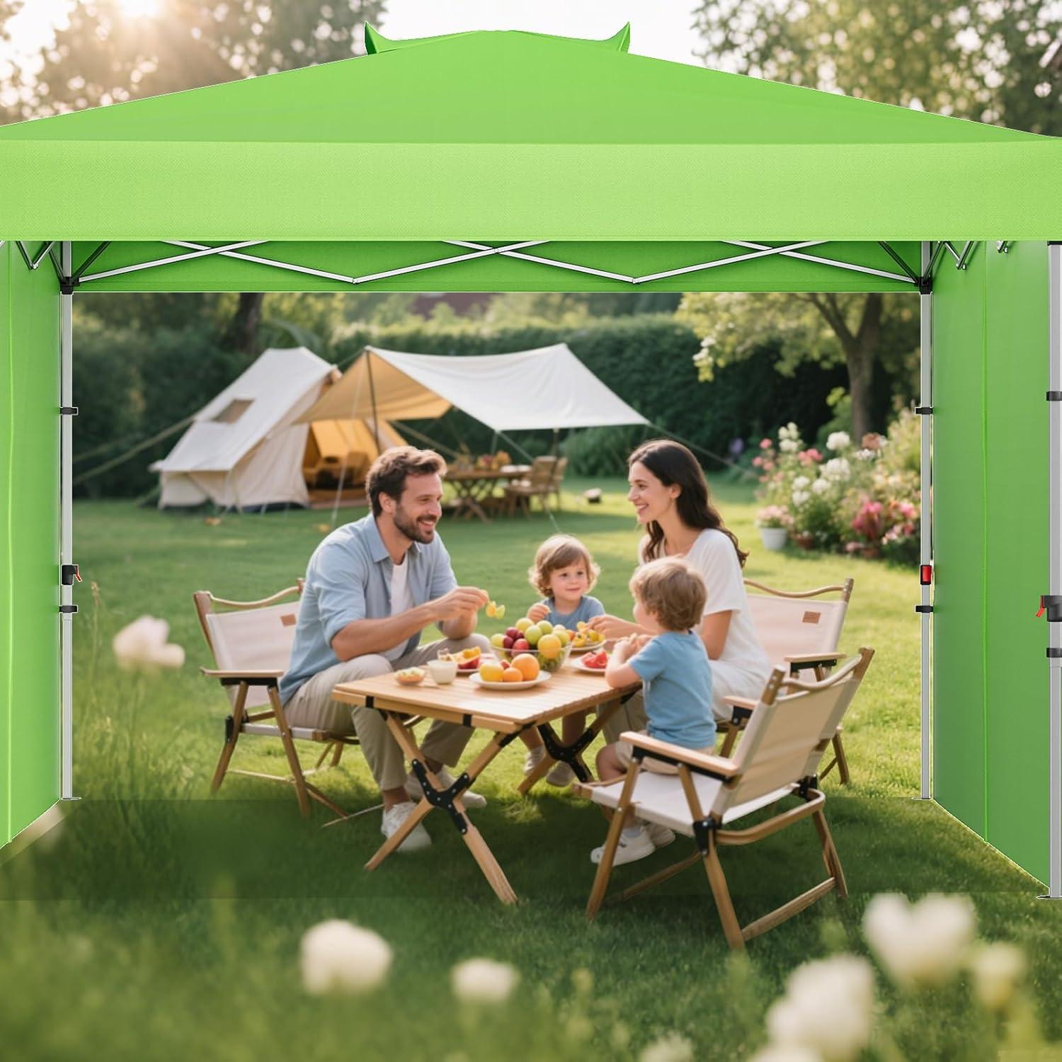 Carpa Plegable GVDV 3x3m con 2 Paredes Laterales Verde