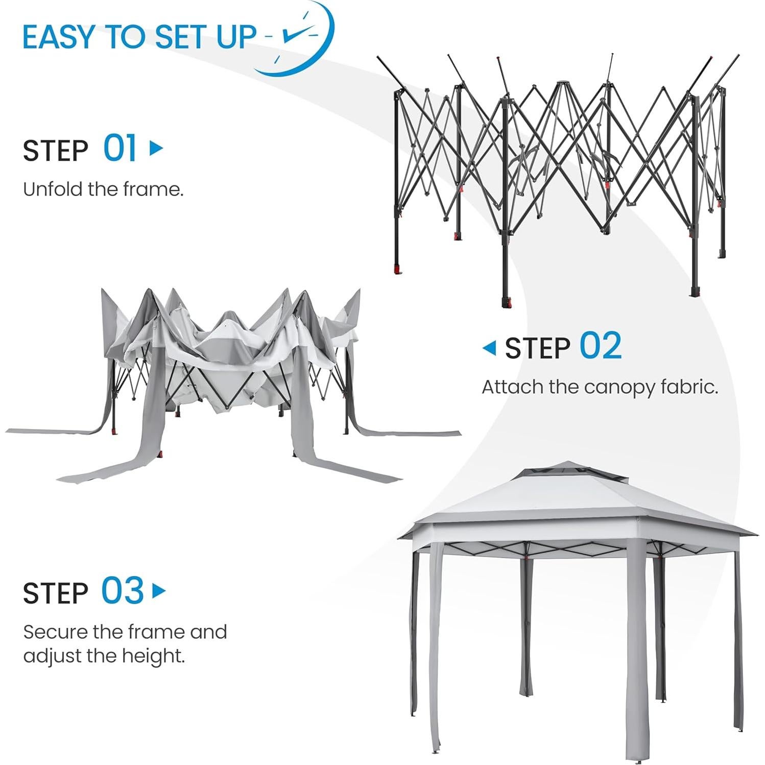 Gazebo Plegable Yaheetech 3x3m Hexagonal con Malla y Techo Doble