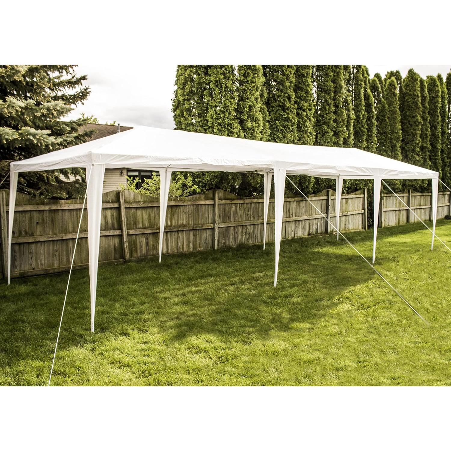 BACKYARD EXPRESSIONS PATIO · HOME · GARDEN 906779-NW Canopy Tent for Outdoor Wedding Party or Camping BBQ w/Removable Waterproof Sidewalls-30' x 10' -Backyard Expressions, White