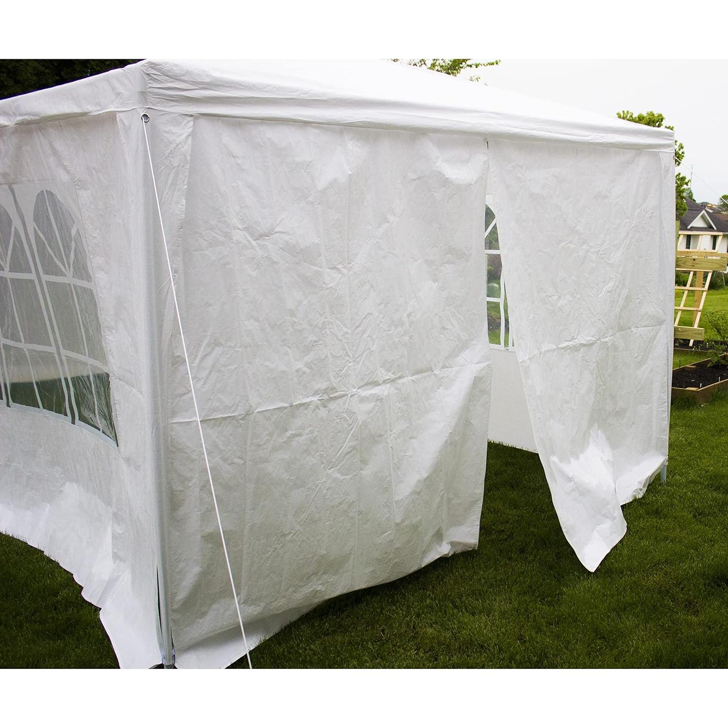 BACKYARD EXPRESSIONS PATIO · HOME · GARDEN 906779-NW Canopy Tent for Outdoor Wedding Party or Camping BBQ w/Removable Waterproof Sidewalls-30' x 10' -Backyard Expressions, White