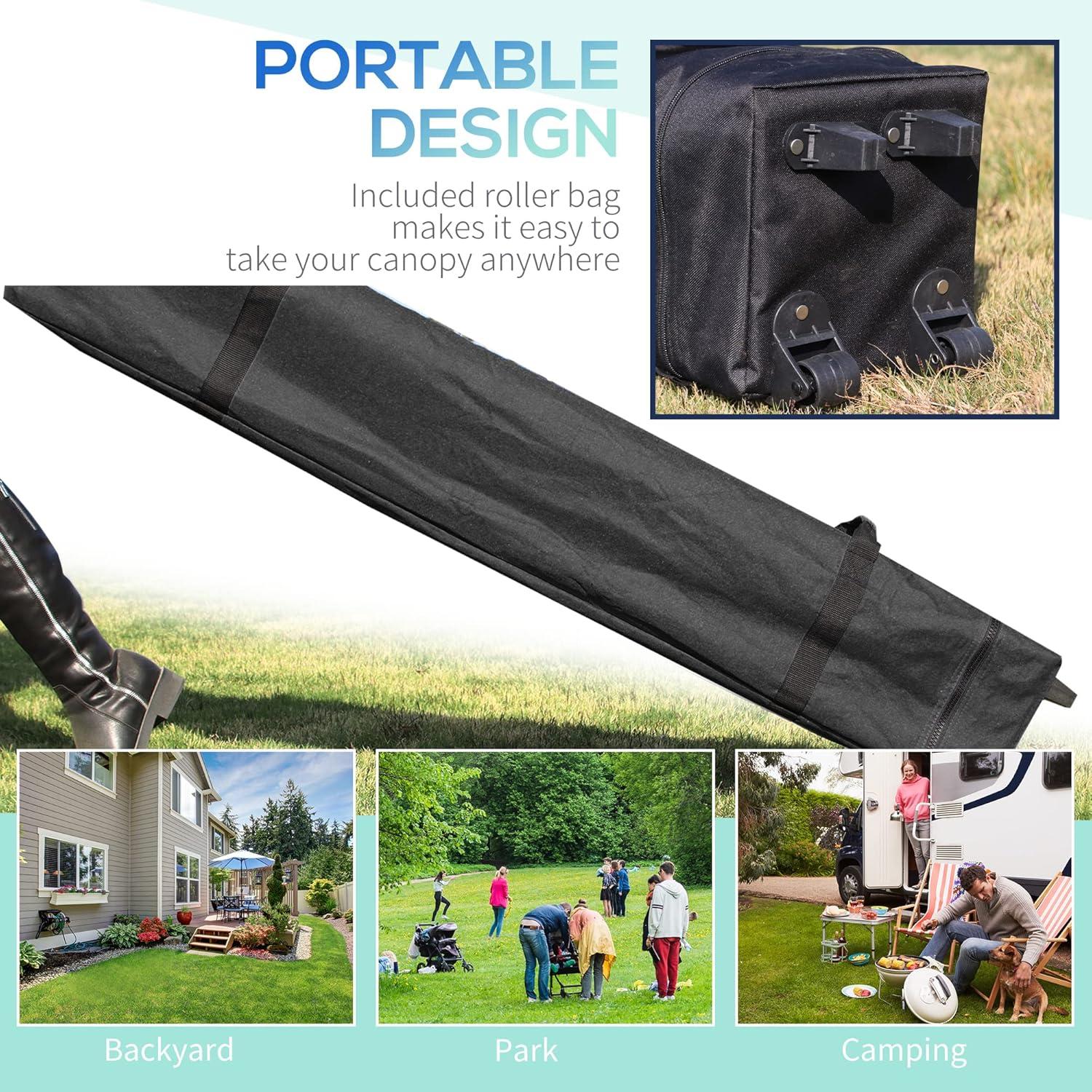 Carpa Plegable Outsunny 3x3m Beige con Pared Lateral