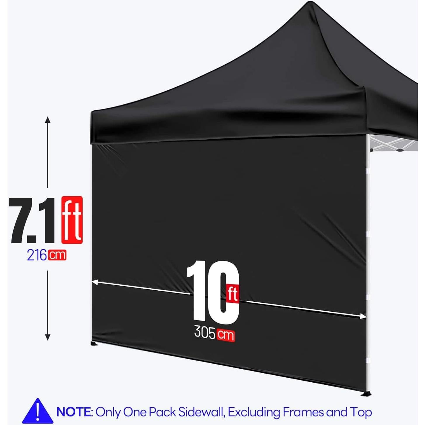 Pared Lateral 300D KaKuEike para Carpa 10x10 Negra Impermeable