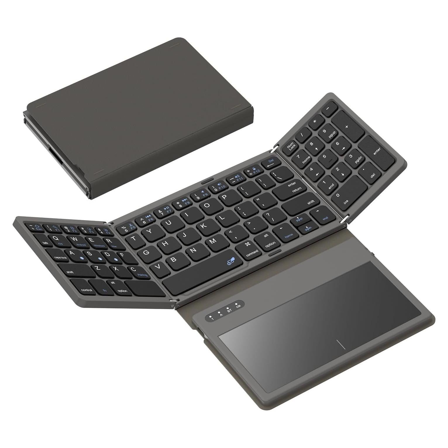 Teclado Bluetooth Plegable GEODMAER con Panel Táctil Gris