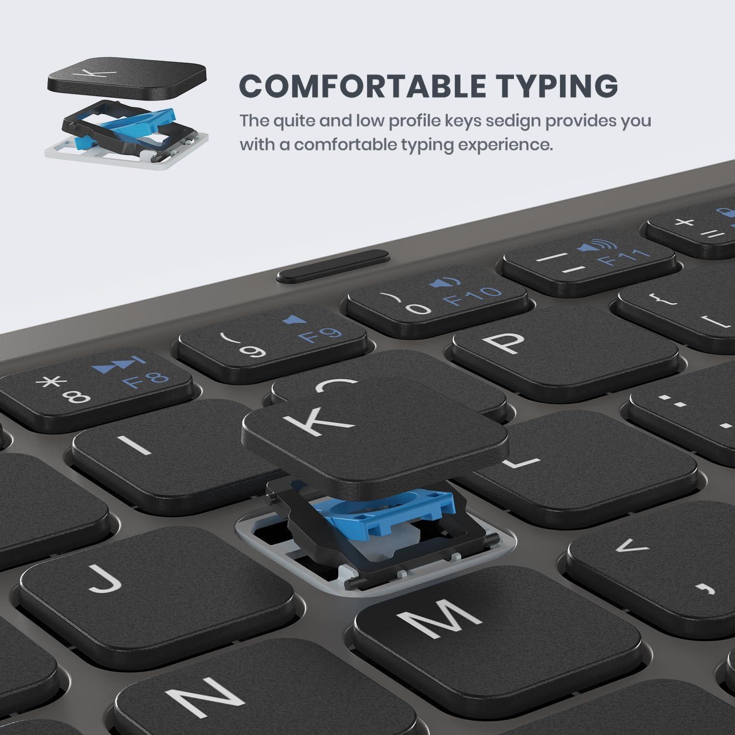 Teclado Bluetooth Plegable GEODMAER con Panel Táctil Gris
