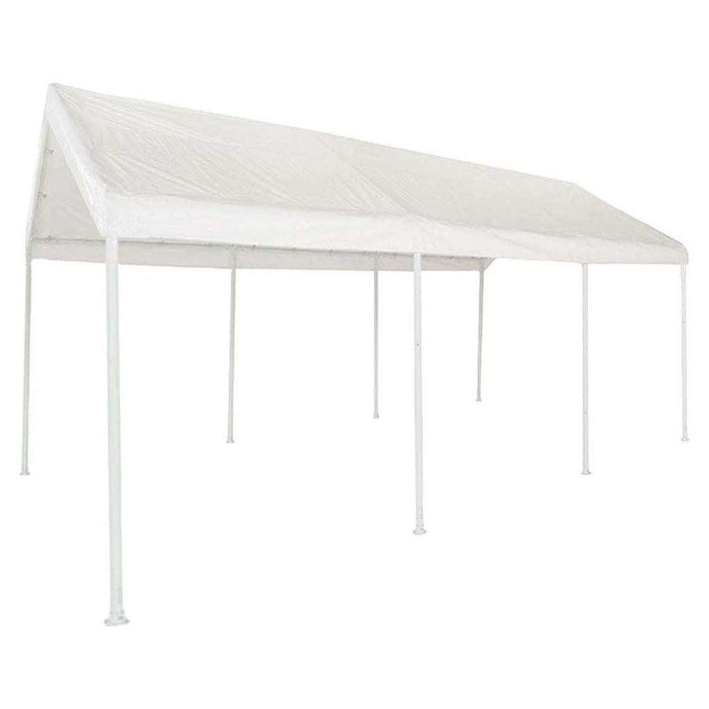 Impact 10' x 20' Portable Carport Garage Canopy, Outdoor Party Tent with 8 Dressed Legs, White