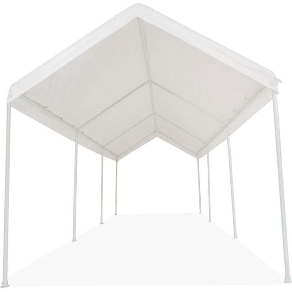 Impact 10' x 20' Portable Carport Garage Canopy, Outdoor Party Tent with 8 Dressed Legs, White