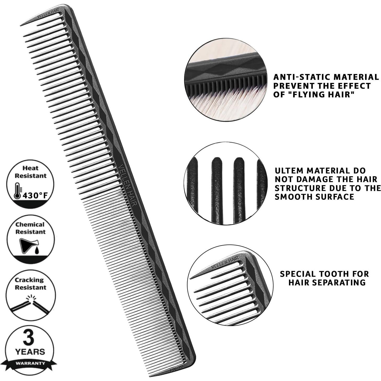 Peines de Corte Vellen Hair 5 Piezas Resistente al Calor