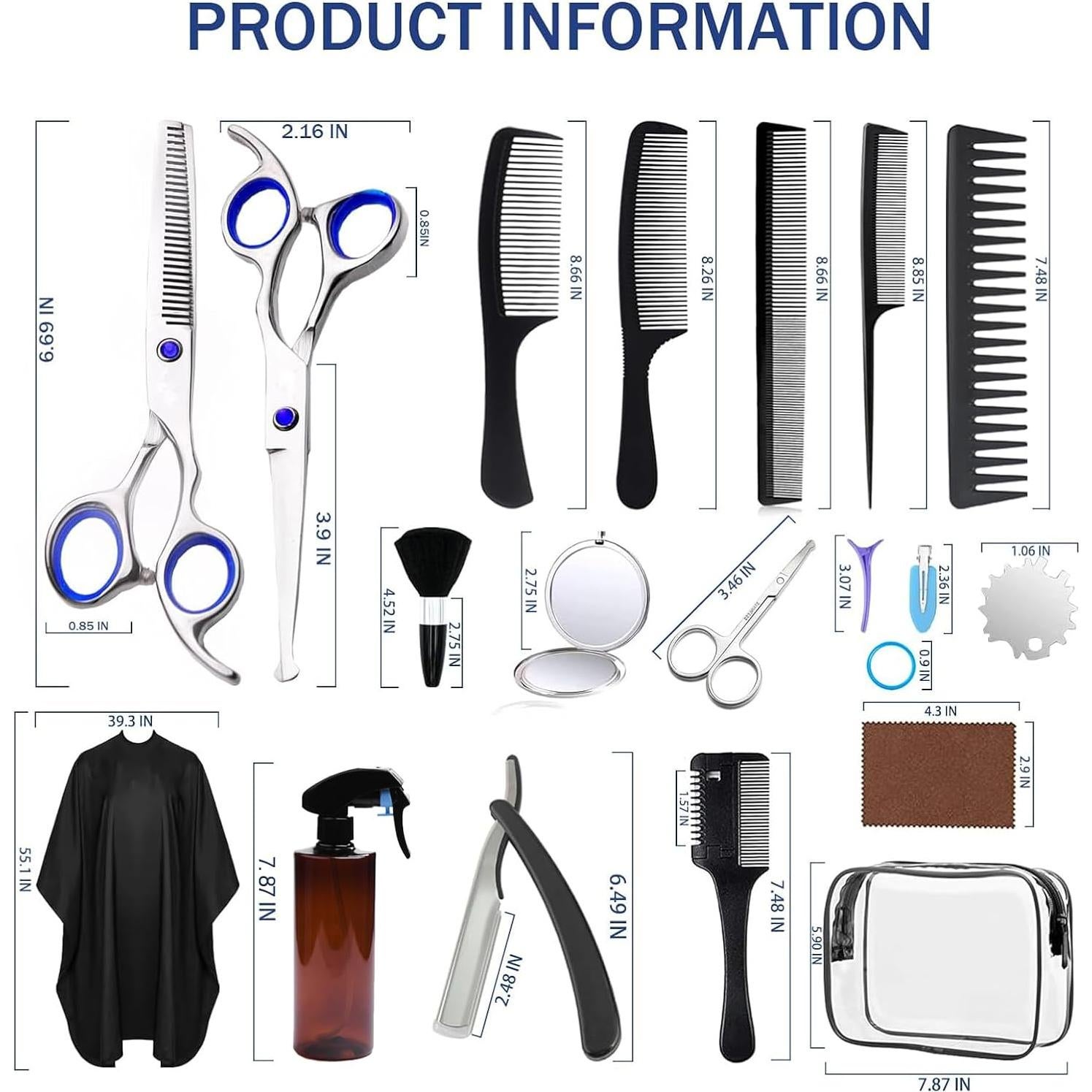 Kit de Tijeras para Cortar Cabello 27PCS SIEVIC Profesional