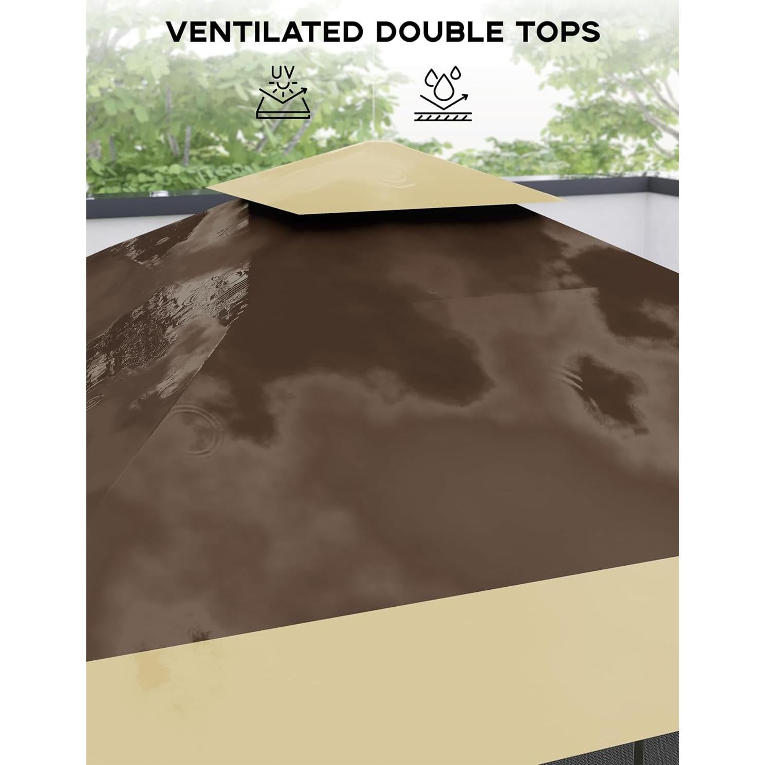 Gazebo Plegable KYBOLT 3.66x3.66m Impermeable Caqui