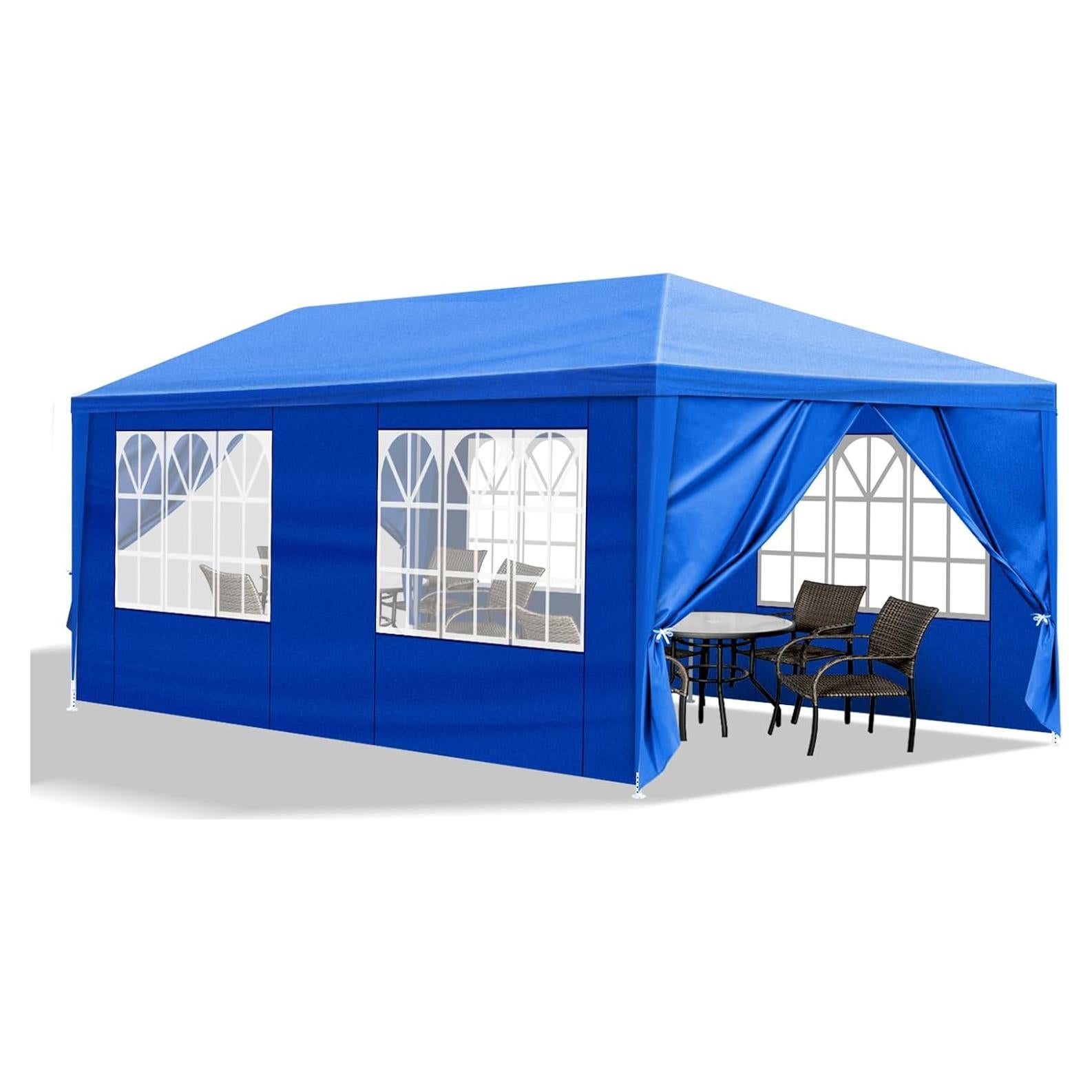 10x20ft Outdoor Wedding Party Canopy Tent,Heavy Duty Waterproof Patio Gazebo Tent,Outside Gazebo Event Shelter Tent,with 6 Removable Sidewalls,for Garden/Patio/Backyard (Blue)