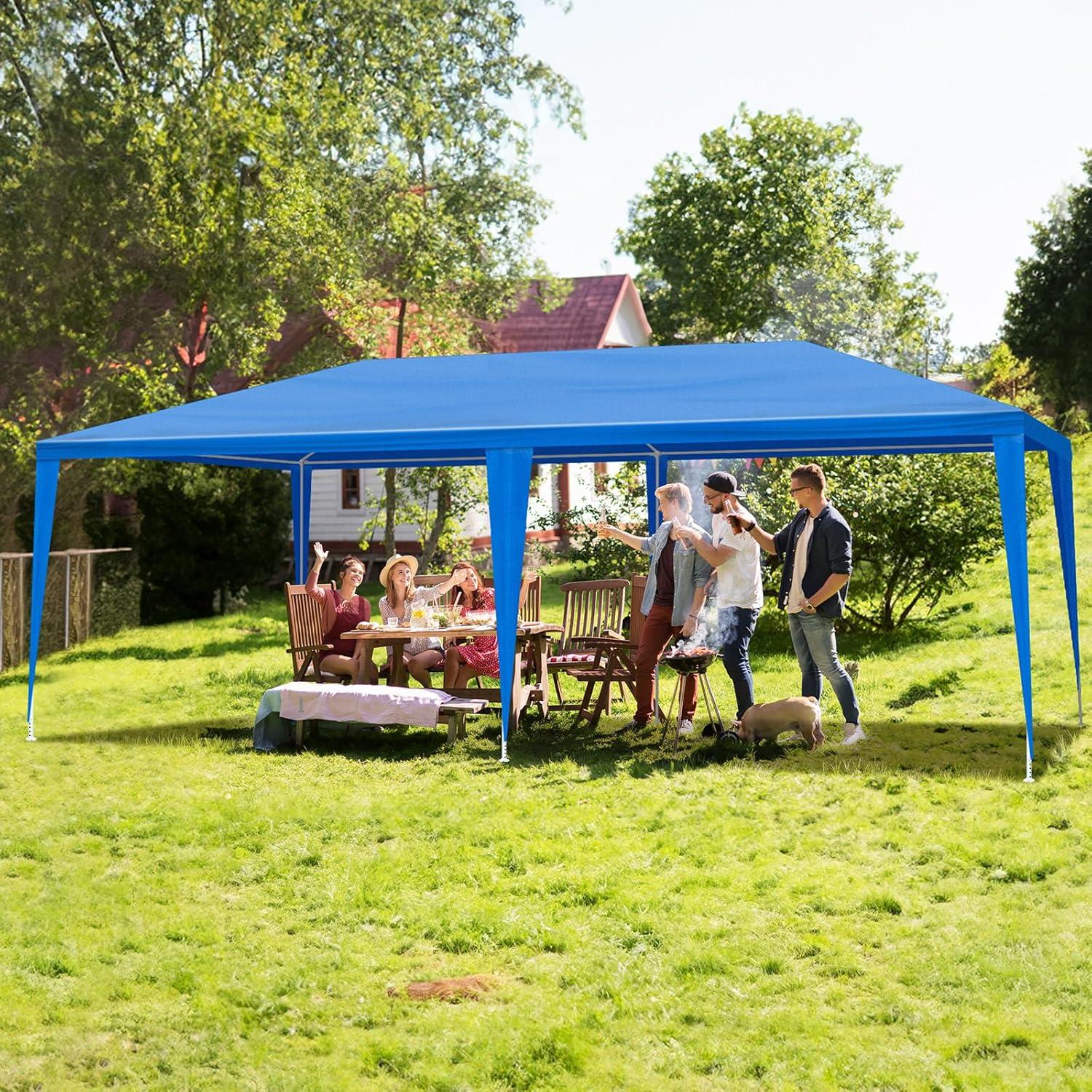 10x20ft Outdoor Wedding Party Canopy Tent,Heavy Duty Waterproof Patio Gazebo Tent,Outside Gazebo Event Shelter Tent,with 6 Removable Sidewalls,for Garden/Patio/Backyard (Blue)