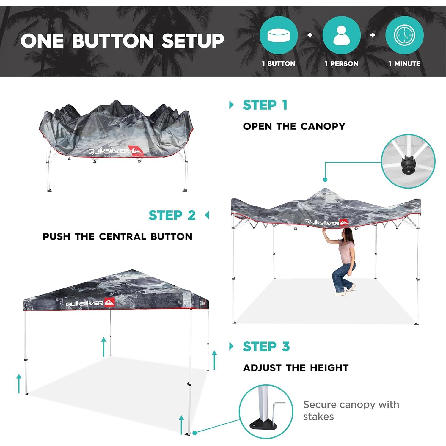 Carpa Plegable Quiksilver 3.05x3.05m UPF 50+ Resistente al Agua