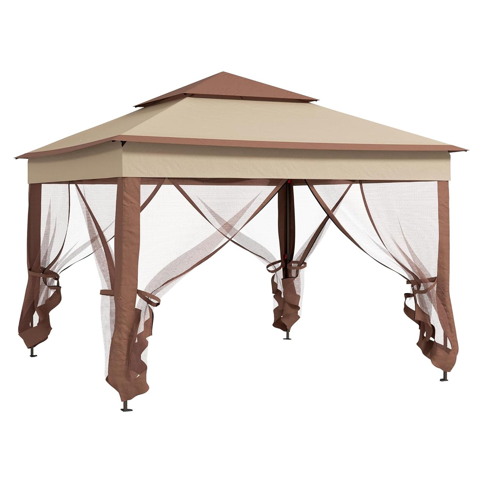 Carpa Plegable Havemies 3x3m con Red Desmontable Caqui