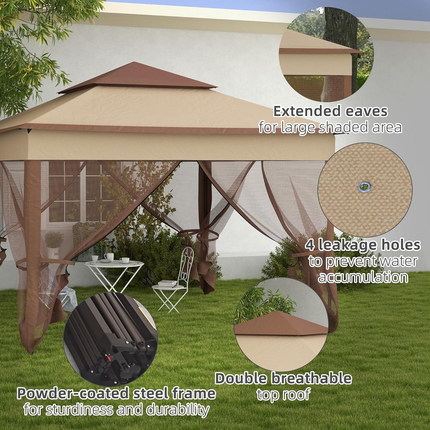 Carpa Plegable Havemies 3x3m con Red Desmontable Caqui